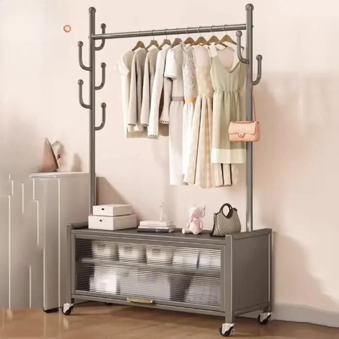 Porte-vêtements blanc à tiroirs pour balcon