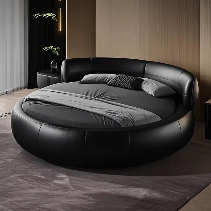 Lit King Size Nordique Noir Sans Matelas