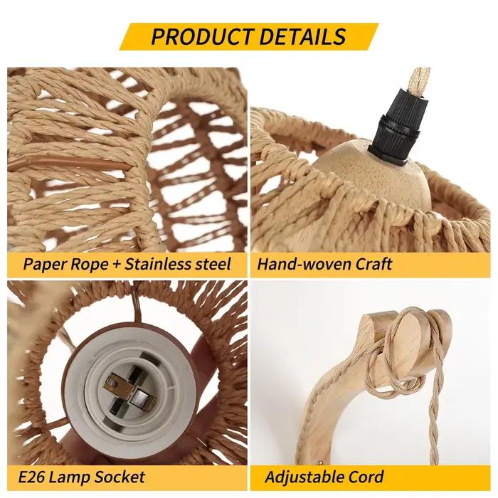 Led rotin applique chambre salon tissé lumière lampes de chevet E27 rétro chanvre corde lumières décoration intérieure luminaires