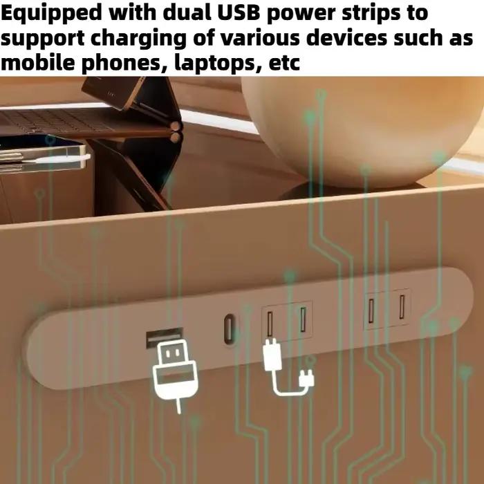 Table de chevet en bois trois couleurs avec station de charge