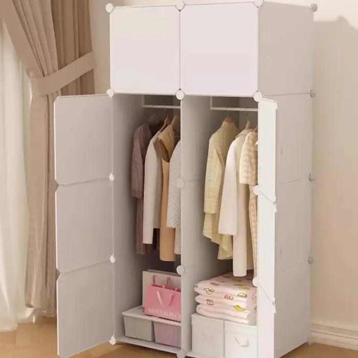 Armoire Minimaliste Économique Nordique Moderne Gain de Place pour Chambre à Coucher – Meuble de Rangement Modulaire Extérieur pour Vêtements