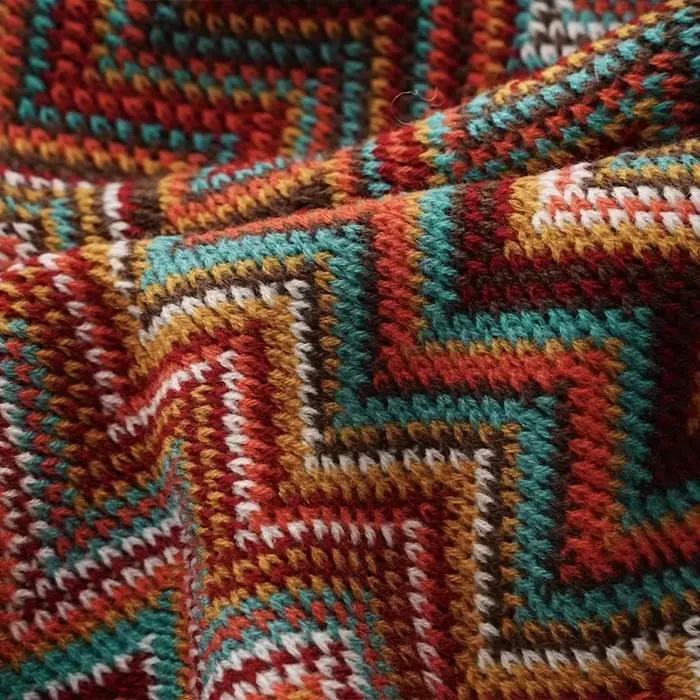 Couverture de lit bohème modèle tricoté décoration de la maison