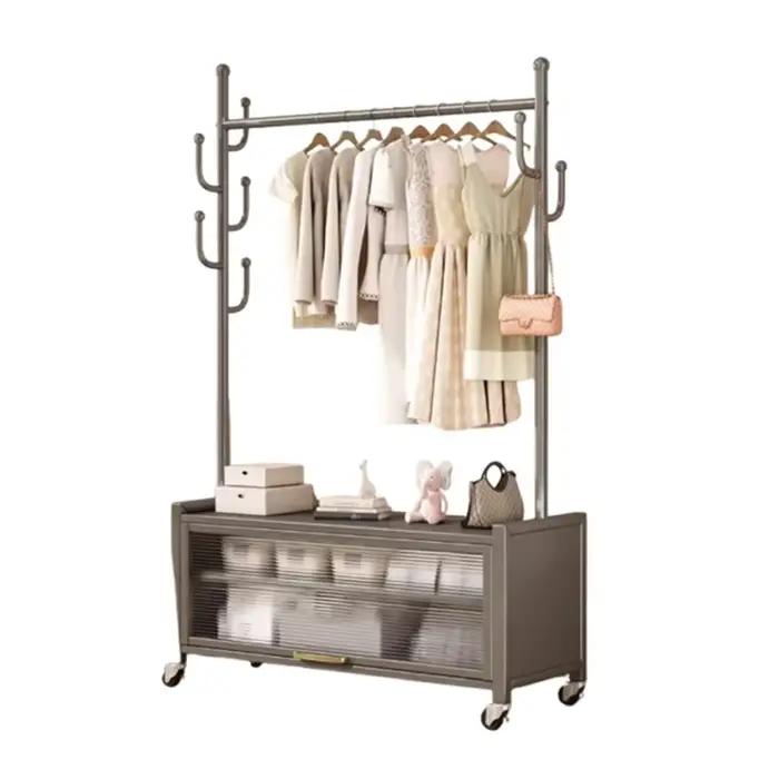 Porte-vêtements blanc à tiroirs pour balcon