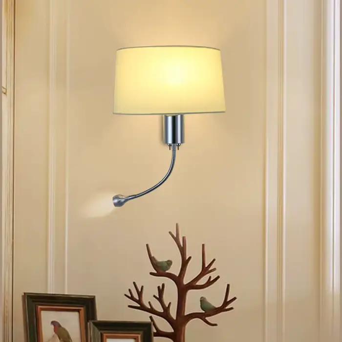 Lampe murale LED nordique en tissu pour chevet