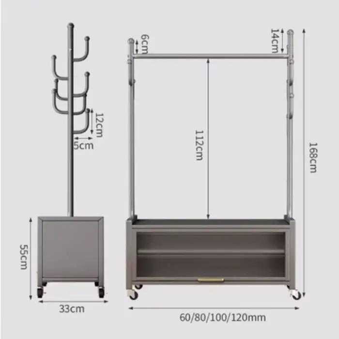 Porte-vêtements blanc à tiroirs pour balcon