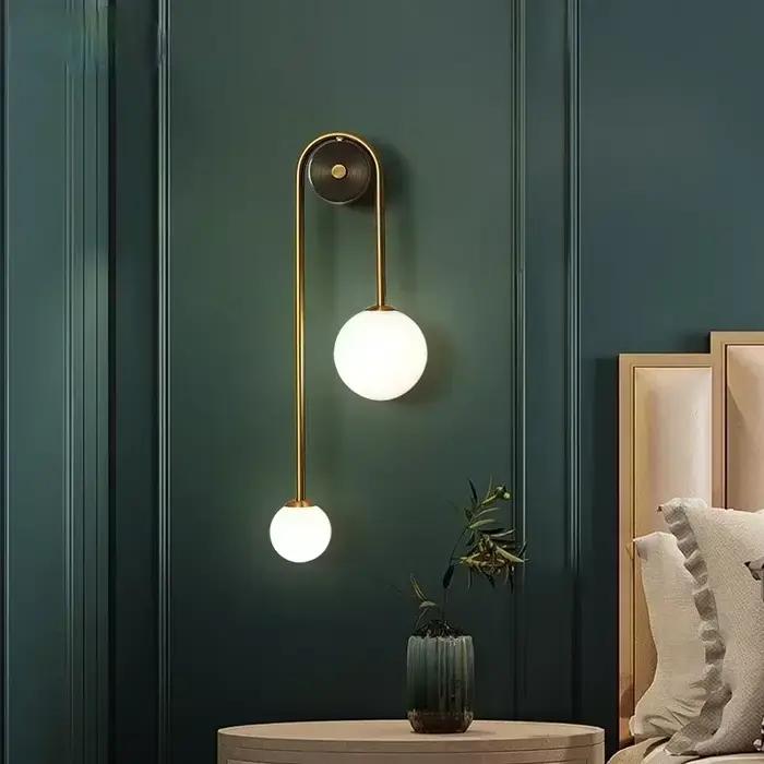 Moderne chambre chevet applique murale lampe boule de verre LED or décor à la maison salon couloir éclairage intérieur