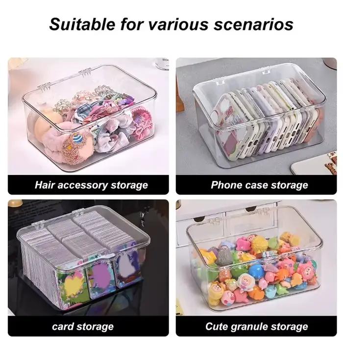 Boîte de rangement en plastique à couvercle rabattable