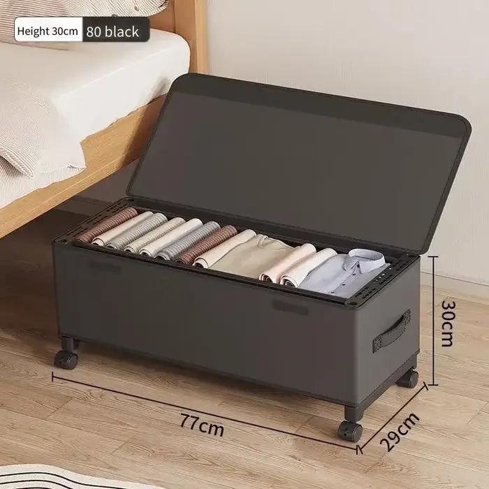 Boîte de rangement pour vêtements multifonctionnelle non tissée avec roulettes Organiseur mobile sous le lit Coffre à