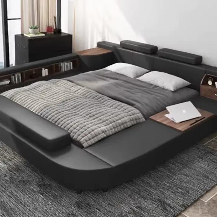 Lit Queen Size Moderne avec Tables et Étagères