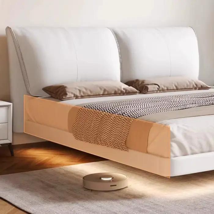 Lits de chambre à coucher flottants jumeaux 180x200 avec éclairage LED de luxe