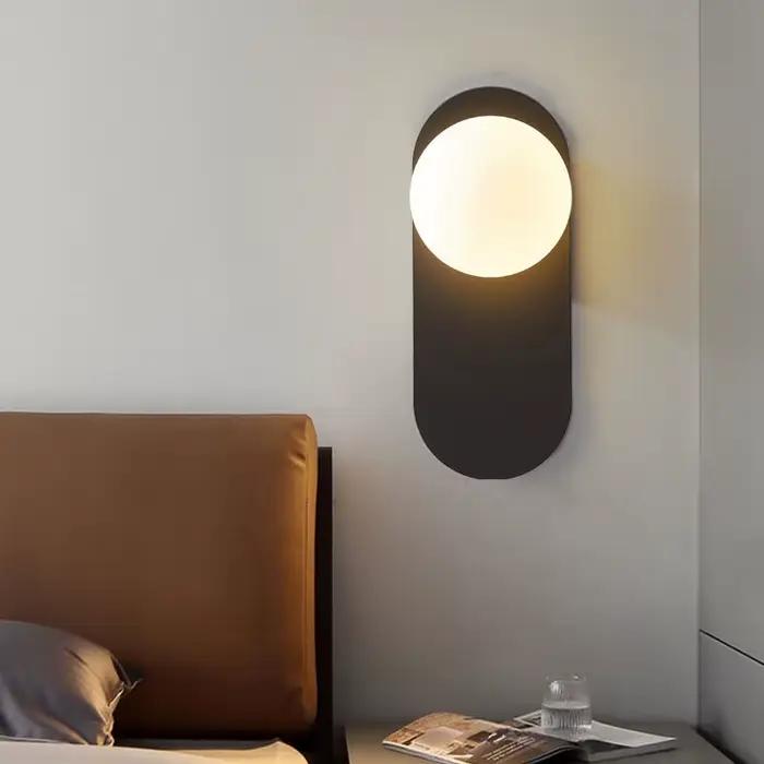 Lampes murales LED boule de verre d'intérieur de chevet avec ampoule pour chambre salon appliques