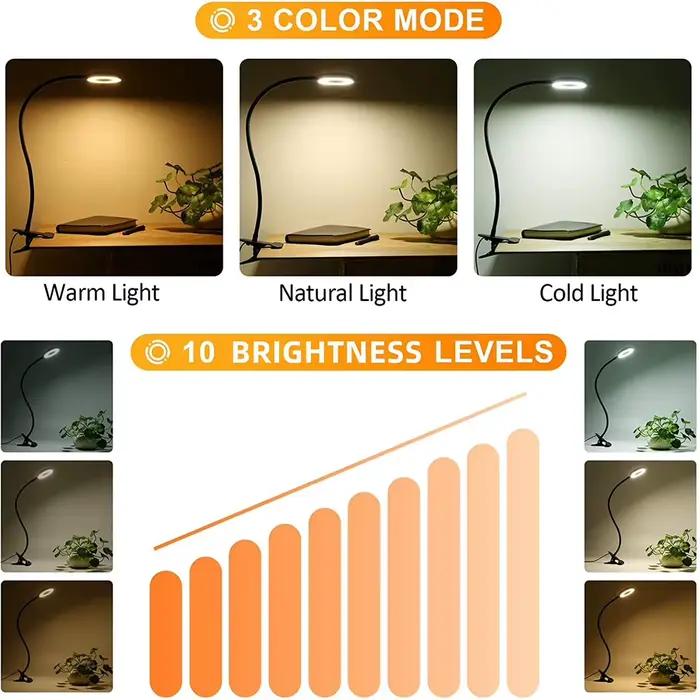 48 LED lampe de bureau Clip USB livre lumière chevet 360 ° Protection oculaire flexible col de cygne