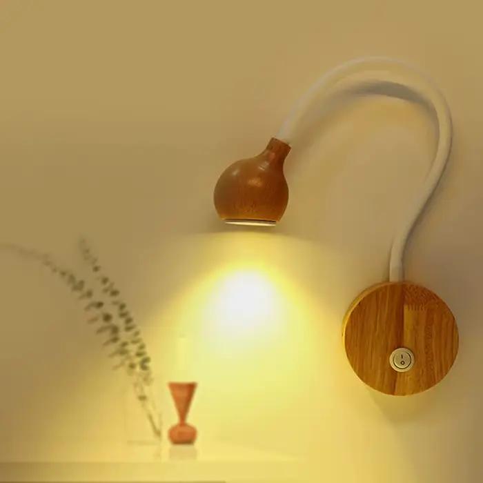 Applique murale nordique en bois avec interrupteur 5w