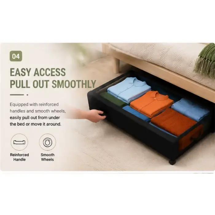 Armoire de rangement sous lit à roulettes avec couvercle