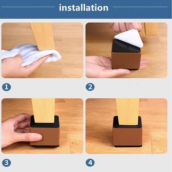 4 pièces meubles en métal pieds jambe lit rehausseurs coussinets de rehaussement carré Table ronde chaise bureau canapé Riser sol protecteur ascenseur