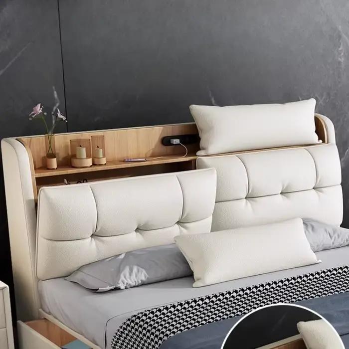 Cadres Queen lit tête de lit fantaisie blanc multifonctionnel lit Double moderne luxe Muebles Para dortoir maison accessoires