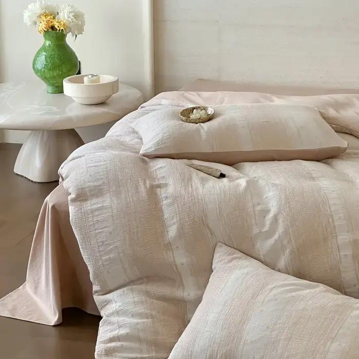 Parure de lit 100 % coton en gaze triple épaisseur avec draps
