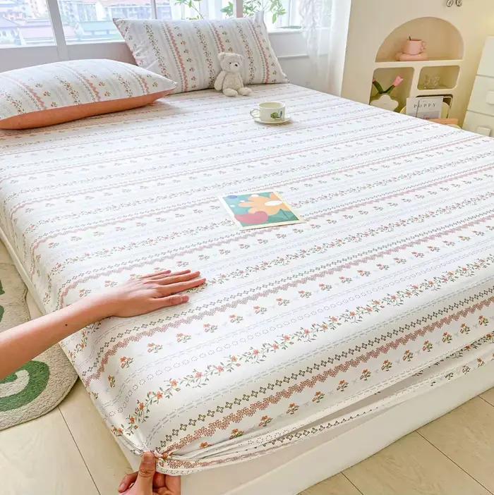 Ensembles de draps de lit élastiques 100% coton