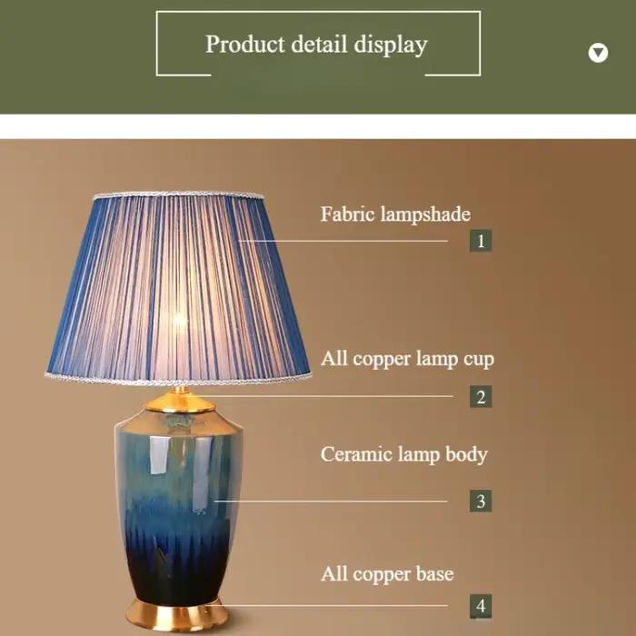 SANDYHA élégant bleu lampe de Table en céramique chambre élégante
