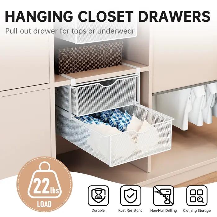 Organisateur de penderie double couche à tiroir coulissant pour sous-vêtements et vêtements