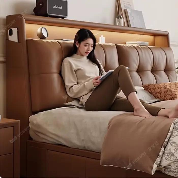 Cadres De maquillage organisateur De lit moderne espace De rangement De luxe lit multifonctionnel chambre Cama De Casal Luxuosa accessoires pour la maison