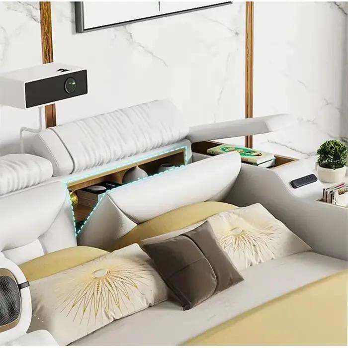 Lit intelligent multifonctionnel moderne pour 2 personnes | MEUBLES FUTURISTES | Lits en cuir véritable Tatami Ultimate