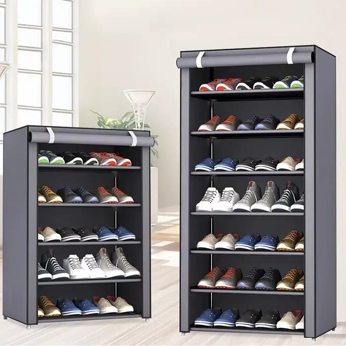 Armoire à chaussures multicouche à 6-10 niveaux avec porte volet roulante anti-poussière