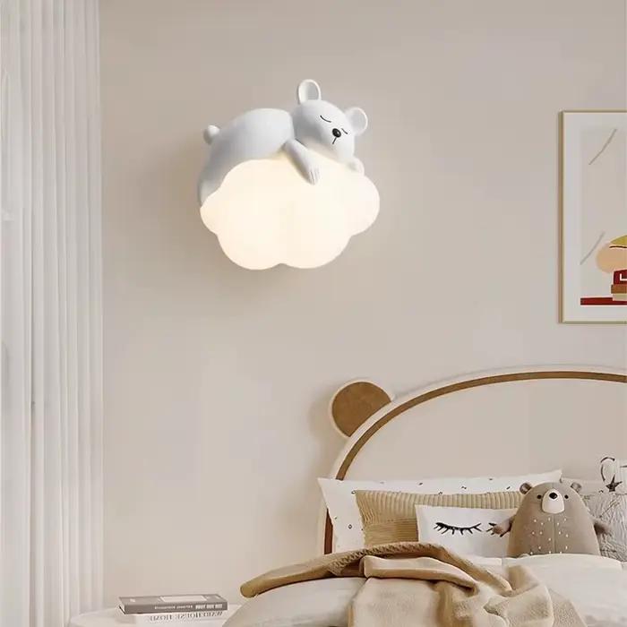 Mignon chambre d'enfants chevet applique ours lapin nuage lampe créative crème Style