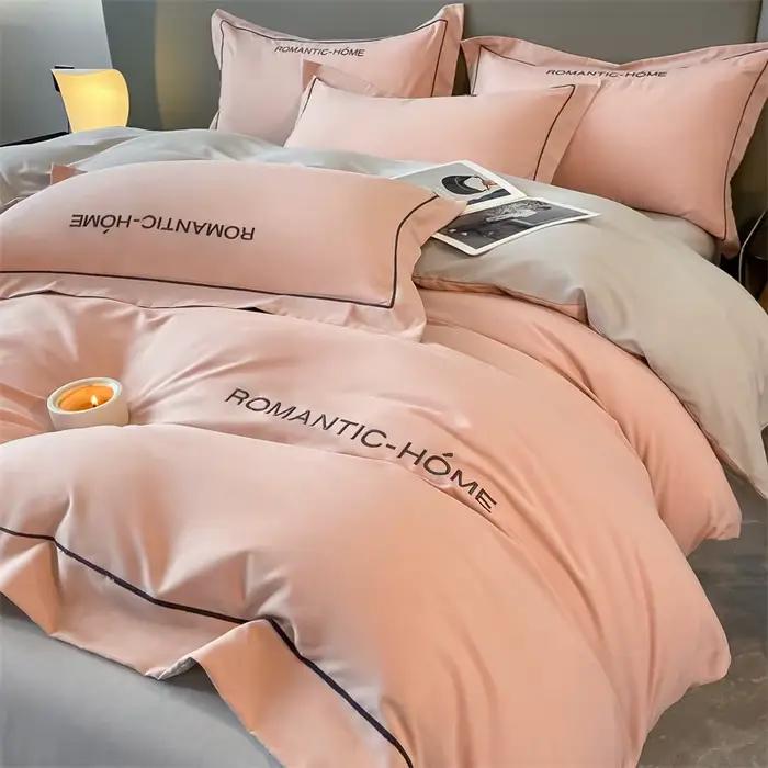 Ensemble de literie en coton avec housse de drap de lit et taie d'oreiller