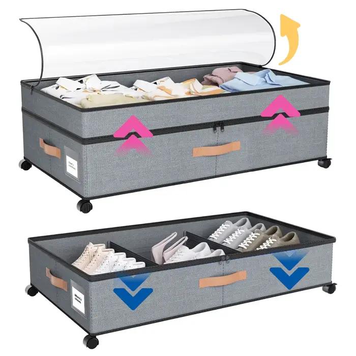 Conteneurs de rangement sous le lit avec roulettes