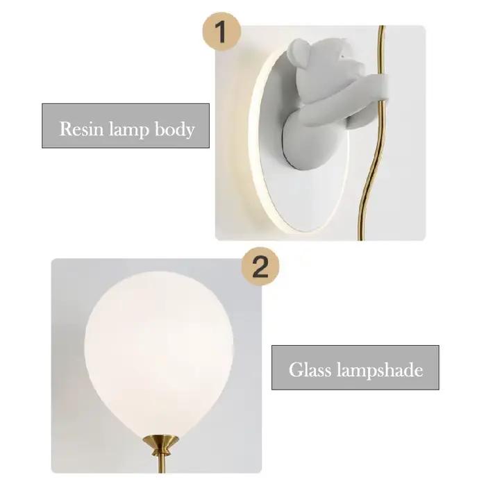 Lampes murales ours ballon rose lampe de chambre d'enfant mignonne moderne chaude