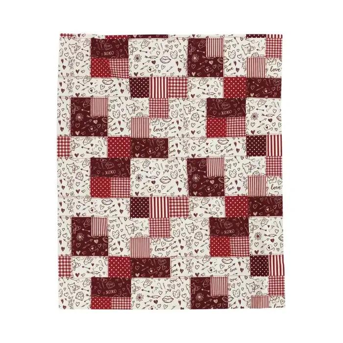 Couverture en coton patchwork Kantha à imprimé floral
