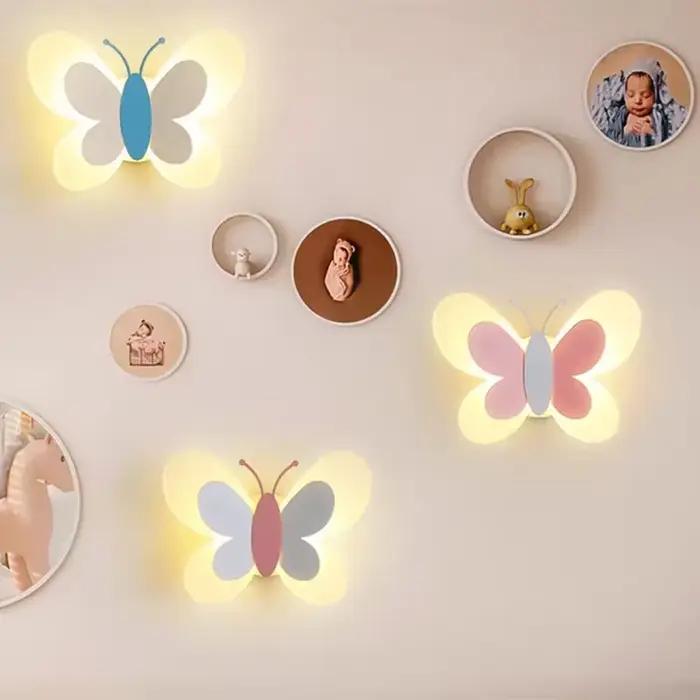 Applique murale LED papillon moderne, pour chambre à coucher, chambre d'enfant, lampe de chevet, personnalité créative, décoration murale, applique papillon