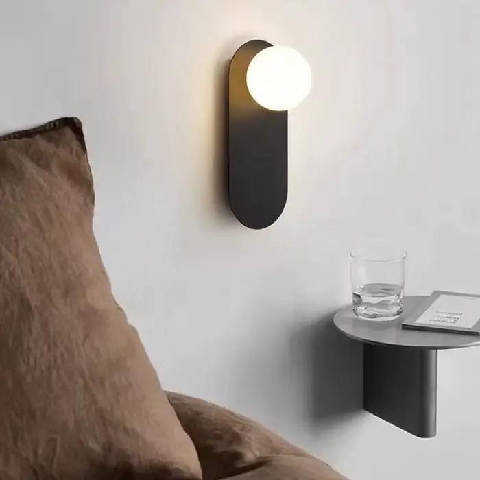 Lampes murales LED boule de verre d'intérieur de chevet avec ampoule pour chambre salon appliques
