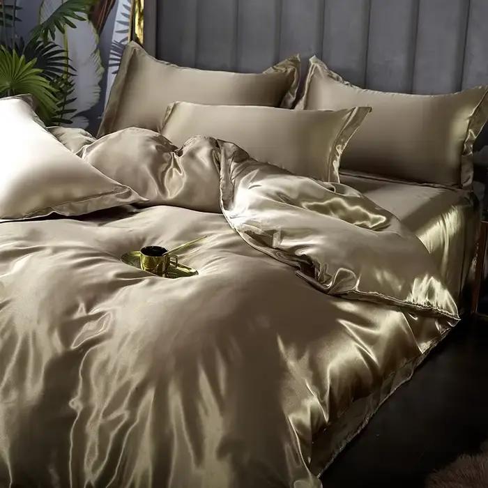 Parure de lit en soie avec housse de couette