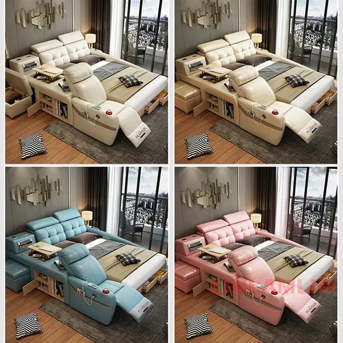 Lit intelligent Ultimate Tech en cuir véritable avec fauteuil de massage