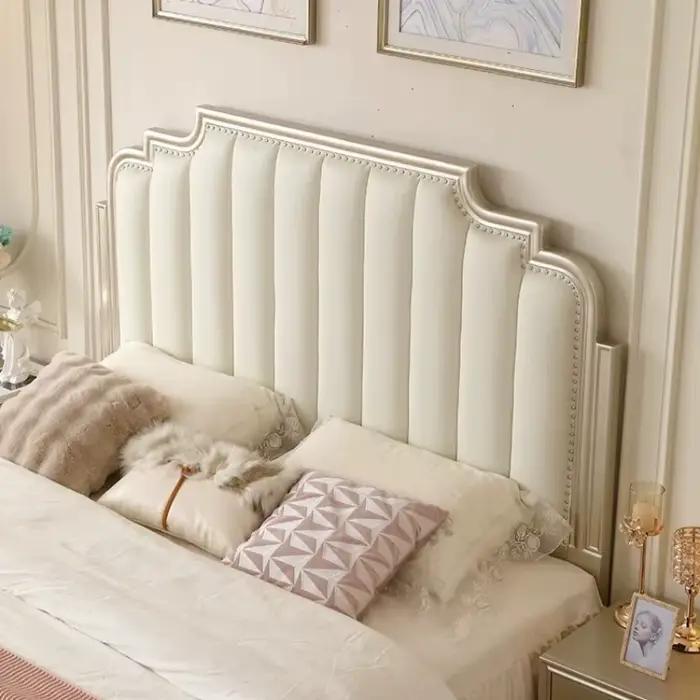 Lit King Size Blanc de Luxe en Bois