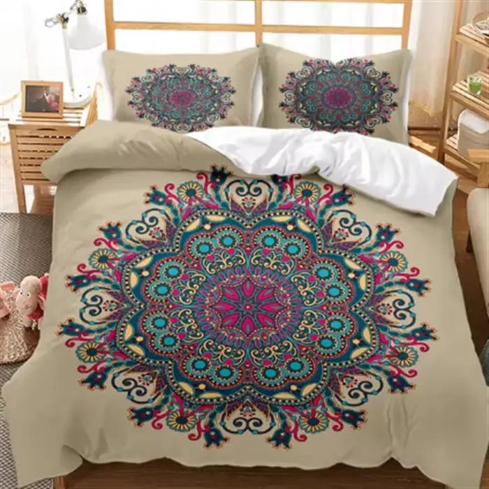Ensemble de housse de couette bohème Mandala Twin Queen King pleine taille