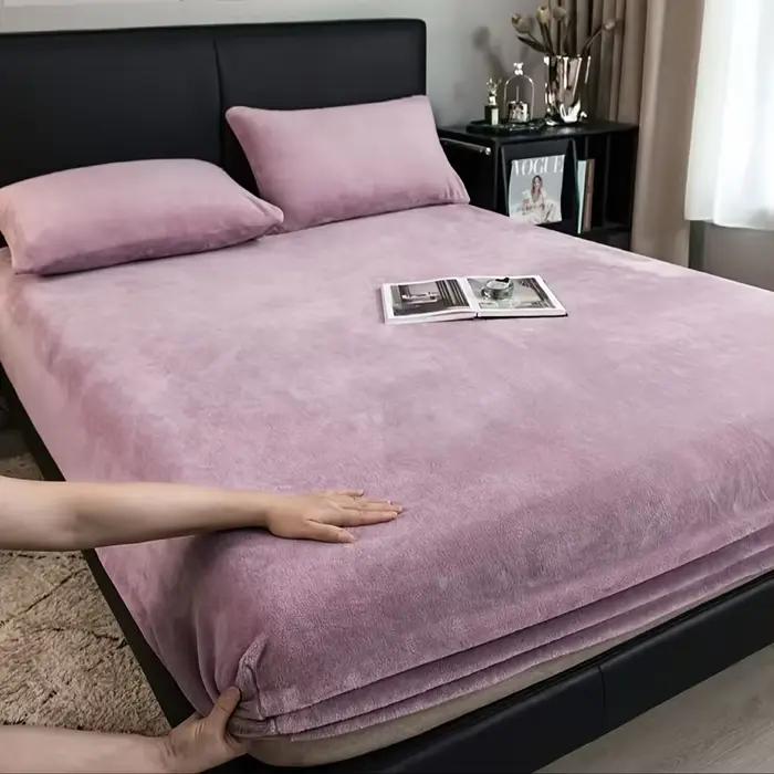 Drap de lit doux et chaud – Protecteur de matelas élastique à couverture complète pour l'hiver pour queen size