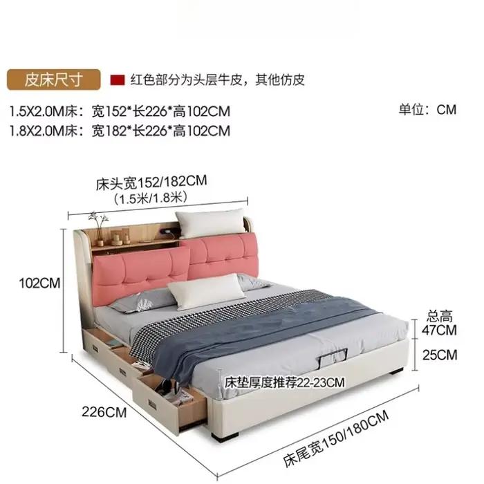 Cadres Queen lit tête de lit fantaisie blanc multifonctionnel lit Double moderne luxe Muebles Para dortoir maison accessoires
