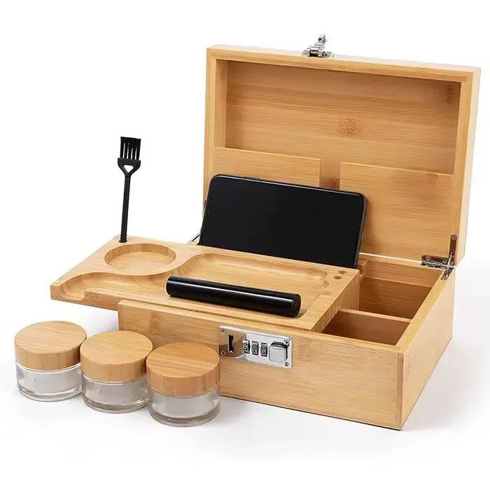 Boîte de rangement en bambou et bois