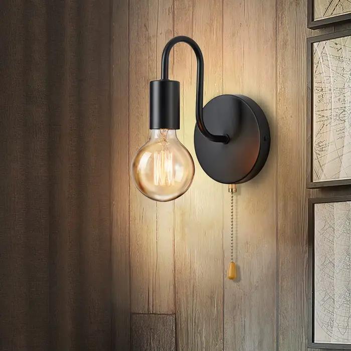 Applique industrielle nordique fer noir E27 éclairage intérieur chevet salle de bain chambre lampe