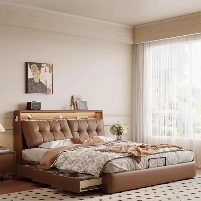 Cadres De maquillage organisateur De lit moderne espace De rangement De luxe lit multifonctionnel chambre Cama De Casal Luxuosa accessoires pour la maison