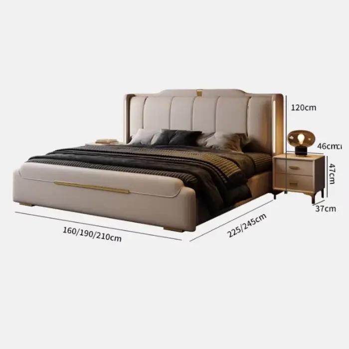 Lit Double Moderne de Luxe Imperméable avec Rangement Multifonctionnel