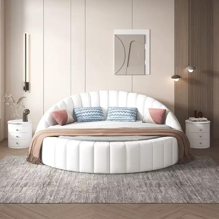 Lit rond minimaliste blanc moderne