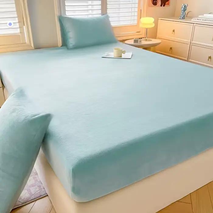 Drap de lit doux et chaud – Protecteur de matelas élastique à couverture complète pour l'hiver pour queen size
