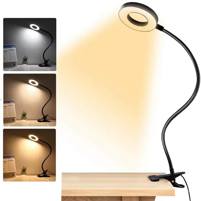 360 ° Lampe de bureau Flexible à 48 led, Clip USB, lampe de chevet, Protection des yeux, col de cygne, lampe de lecture, luminosité réglable, 3 niveaux