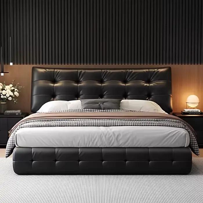 Cadre de lit double moderne italien haut de gamme pour chambre principale