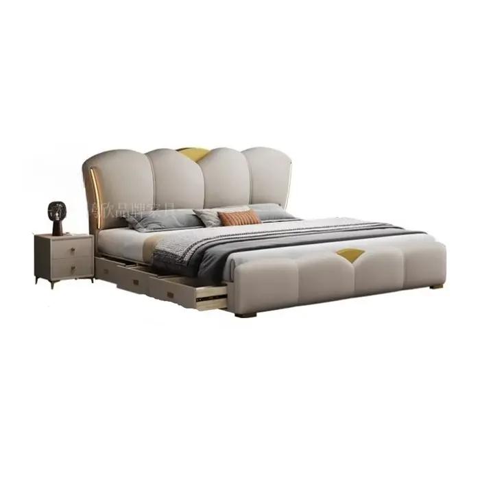 Chambre tiroir lit double Table de chevet princesse lit de couchage rangement salon cadre Muebles Para El Hogar maison accessoires
