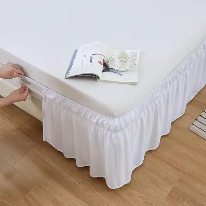 1 jupe de lit élégante unie à volants avec housse de lit ajustable élastique multi-tailles